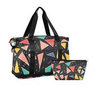 Borsa da viaggio colorata con forme geometriche astratte borsa da viaggio con tracolla regolabile per lo sport set da 2 pezzi, Forme geometriche astratte colorate, 1 size