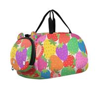Borsa da viaggio colorata con fragole e frutta per bambini con scomparto per scarpe, grande capacità, per ragazzi e ragazze