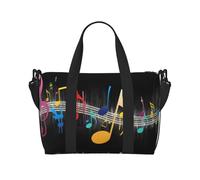 Borsa da viaggio colorata con note musicali stampate, borsa da viaggio per adulti, adatta per viaggi, campeggio, picnic