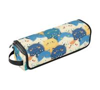 Borsa da viaggio colorata con simpatico gatto per capelli, da donna, con tappetino rimovibile resistente al calore, grande capacità, organizer per strumenti per capelli per ferri da stiro, piastre e
