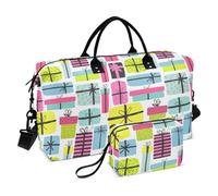 Borsa da viaggio colorata con sorpresa natalizia per oggetti personali, borsa da viaggio per weekender, borsa da palestra con borsa da toilette per trekking pieghevole