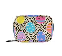 Borsa da viaggio colorata con uova di Pasqua leopardate con scomparti staccabili, riutilizzabile, organizer per pillole giornaliere per borsa