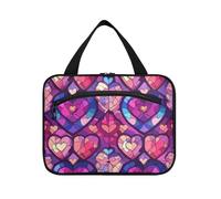 Borsa da viaggio colorata da appendere per uomo con gancio, borsa da barba pieghevole per uomo con motivo a cuore in vetro colorato per uomo per donne in viaggio per lavoro estuches para maquillaje L