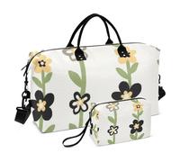 Borsa da viaggio colorata e semplice con fiori ad acquerello, borsa da viaggio per il fine settimana, borsa da viaggio per la palestra con tracolla regolabile per escursionismo, set di 2 pezzi