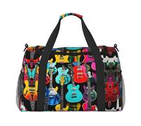 Borsa da viaggio colorata per chitarre, grande, riutilizzabile, perfetta per attività all'aperto, sport, campeggio e generi alimentari, nero, Taglia unica