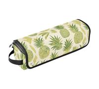 Borsa da viaggio con ananas verde, con tappetino resistente al calore, per ferri da stiro, piastra per capelli, ferri da stiro, organizer portatile