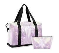 Borsa da viaggio con angelo rosa viola e astrologia dei tarocchi bohémien, borsa da viaggio con borsa da toilette per palestra pieghevole, Bohemian Tarot astrologia rosa angelo viola, 1 size