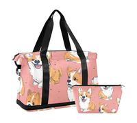 Borsa da viaggio con animali marroni carini cartoni animati borsa da viaggio grande borsa da viaggio con borsa da toilette per yoga grande capacità, Animale marrone carino cartone animato, 1 size