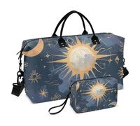 Borsa da viaggio con astrologia dei tarocchi blu e oro con tracolla regolabile per escursionismo multifunzionale