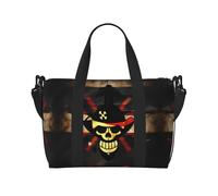 Borsa da viaggio con bandiera pirata, borsa da viaggio da donna, borsa sportiva da palestra, borsone da allenamento, durante la notte, Nero , Taglia unica