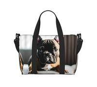 Borsa da viaggio con bulldog francese, borsa da viaggio da donna, borsa sportiva da palestra, borsone da allenamento, per la notte, Nero , Taglia unica