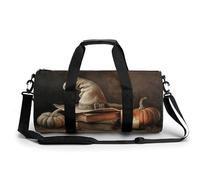 Borsa da viaggio con cappello da strega e libri magici, borsa da palestra per donne e uomini, borsa da viaggio cilindrica con tracolla