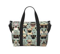 Borsa da viaggio con carlino chihuahua, borsa da viaggio da donna, borsa da palestra sportiva, borsone da allenamento, per la notte, Nero , Taglia unica