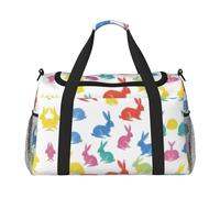 Borsa da viaggio con conigli che saltano e corrono, borse da fine settimana per donne e uomini, per avventure all'aperto, ideale per campeggio ed escursioni, Nero , Taglia unica