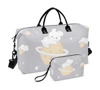 Borsa da viaggio con coniglio bianco e universo, borsa da viaggio, borsa da viaggio, borsa per attrezzi da palestra, borsone da portare con sé con tracolla regolabile, per viaggi di lavoro
