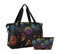 Borsa da viaggio con dadi colorati sfumati con tasca bagnata tracolla regolabile borsa da palestra per escursionismo multifunzionale per uomini donne
