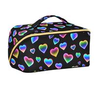 Borsa da viaggio con divisori a forma di cuore magico neon nero con divisori eleganti borse per cosmetici da donna verticale autoportante