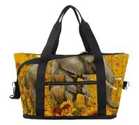 Borsa da viaggio con elefante girasole luna, borsa da viaggio espandibile per la notte, borse da ospedale per palestra sportiva impermeabile, Multicolore 1., taglia unica, Borsone da viaggio