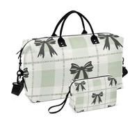 Borsa da viaggio con farfalla nera a quadri verde borsa da viaggio per la notte Tote e bagaglio da palestra borsone da portare con borsa da toilette per aereo, viaggi multifunzionali, Farfalla nera