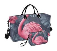 Borsa da viaggio con fenicotteri pesca, borsa da viaggio, borsa da viaggio per la notte, borsa da palestra con borsa da toilette per escursioni impermeabile, Fenicotteri alla pesca, 1 size