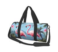 Borsa da viaggio con fenicotteri tropicali per donne e uomini, borsa da palestra grande, borsa da viaggio per weekend, borsa da notte con tracolla, nera, taglia unica, Nero , Taglia unica