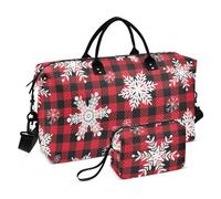 Borsa da viaggio con fiocchi di neve su un bufalo scozzese, borsa natalizia da portare con sé durante la notte, con tracolla regolabile, grande borsa da palestra per allenamento palestra
