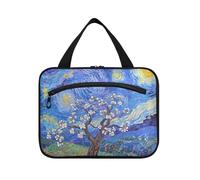 Borsa da viaggio con fiori di pera cielo stellato borsa cosmetica da viaggio con gancio, borsa per il trucco unisex per auto per le donne in viaggio crociere bolso Viajero para Mujer L