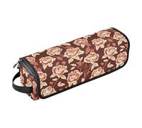 Borsa da viaggio con fiori rossi per San Valentino e tappetino resistente al calore, organizer per piastre per capelli di grande capacità, per utensili caldi e accessori per la cura dei capelli