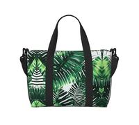 Borsa da viaggio con foglie di banana tropicale e palma, borsa da viaggio per donne, borsa sportiva da palestra, borsone da allenamento, durante la notte, Nero , Taglia unica