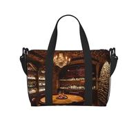 Borsa da viaggio con foto della cantina dei vini rossi, borsa da viaggio da donna, borsa sportiva da palestra, borsone da allenamento, per la notte, Nero , Taglia unica