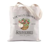 Borsa da viaggio con fragole coltivate localmente, regalo per agricoltura, fragole, frutti e piante, Fragole fresche Regno Unito, 0