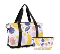 Borsa da viaggio con frutta fresca viola gialla borsa da viaggio borsa da viaggio con tracolla regolabile per palestra multifunzionale, Frutti gialli viola freschi, 1 size