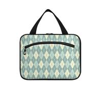Borsa da viaggio con gancio con motivo a scacchi verde, borsa pieghevole per la cura della pelle per le donne deve vacanza maleta para maquillaje, Motivo a scacchi verde, L, casual