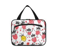 Borsa da viaggio con gancio da appendere, con motivo di fragole, rosso su bianco, borsa da barba carina per uomo e donna must have WC estuche para maquillaje L
