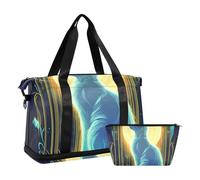 Borsa da viaggio con gatto bianco con astrologia dei tarocchi dei cartoni animati, borsa da viaggio per weekend, con tracolla regolabile, per viaggi di lavoro, grande capacità, Cartone animato