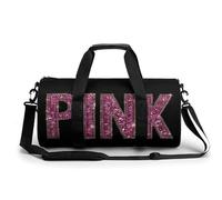 Borsa da viaggio con gemme scintillanti rosa con parole scintillanti per donne e uomini, borsone cilindrico per allenamento sportivo con tracolla