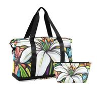Borsa da viaggio con giglio pasquale e fiori di Pasqua e bianchi, borsa da viaggio impermeabile per il fine settimana con tracolla regolabile, Giglio di Pasqua Felice Pasqua FIORE e bianchi, 1 size