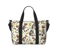 Borsa da viaggio con illustrazione stampata con lemuri dalla coda ad anelli, borsa a tracolla per weekend e viaggi d'affari, leggera