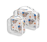 Borsa da viaggio con ippopotamo divertente animale volante cuore bianco orangoiletry borsa da viaggio approvata TSA impermeabile borsa per pennelli da trucco da barba essenziale