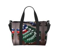 Borsa da viaggio con lacci da football americano, borsa da donna, borsa sportiva da palestra, borsone da allenamento, per la notte, Nero , Taglia unica