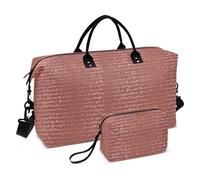 Borsa da viaggio con lettere in oro rosa per il weekend, borsa da viaggio per palestra, borsa da viaggio con tracolla regolabile per yoga pieghevole