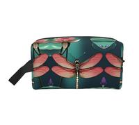 Borsa da viaggio con libellula e ninfea, borsa da viaggio per cosmetici, accessori per il trucco, bianco, Taglia unica