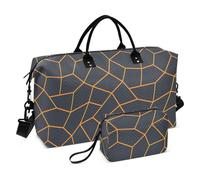 Borsa da viaggio con linee irregolari nere e dorate, borsa da viaggio grande da palestra con tracolla regolabile per viaggi di grande capacità