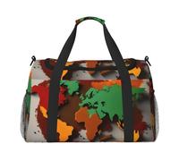 Borsa da viaggio con mappa del mondo fatta di spezie, borsa da viaggio per weekender, per la notte, borsa a tracolla pieghevole