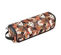 Borsa da viaggio con maschere giapponesi horror e tappetino resistente al calore con cerniera per strumenti di riscaldamento, borsa da viaggio organizer per ferri da stiro, piastre e arricciacapelli