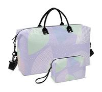 Borsa da viaggio con motivo a foglie variegate viola, borsa da viaggio per weekender, borsa da palestra con tracolla regolabile per allenamento pieghevole, variegato, foglia, modello viola, 1 size