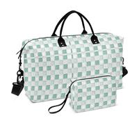 Borsa da viaggio con motivo a scacchi verde e bianco, con olio su tela, borsa da palestra, borsa da palestra con tracolla regolabile, per viaggi d'affari, impermeabile