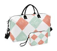Borsa da viaggio con motivo astratto verde e arancione, borsa da palestra con borsa da toilette per sport, set da 2 pezzi, Modello astratto verde e arancione, 1 size