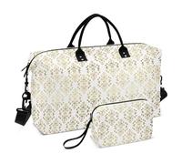 Borsa da viaggio con motivo dorato di lusso per il fine settimana, borsa da viaggio per palestra, borsa da viaggio con borsa da toeletta per allenamento, multifunzionale