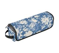 Borsa da viaggio con motivo floreale di begonia blu, con tappetino resistente al calore, impermeabile, portatile, aperta, piatta, per ferri da stiro, piastre e arricciacapelli, accessorio da viaggio